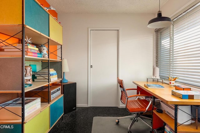 85 Gardenia Ct, Upland, CA 91786 - office with a textured ceiling, baseboards, and speckled floor