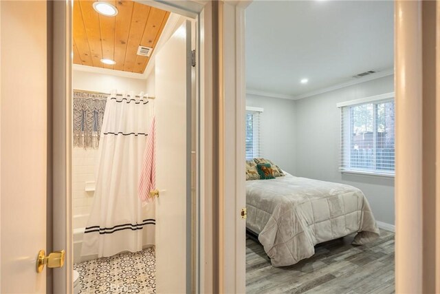 913 W Rainbow Blvd, Big Bear City, CA 92314 - bedroom featuring recessed lighting, crown molding, wood finished floors, and baseboards