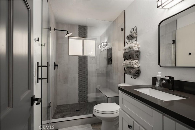 1315 Sequoia Dr, Lake Arrowhead, CA 92352 - full bathroom featuring toilet, a stall shower, and vanity