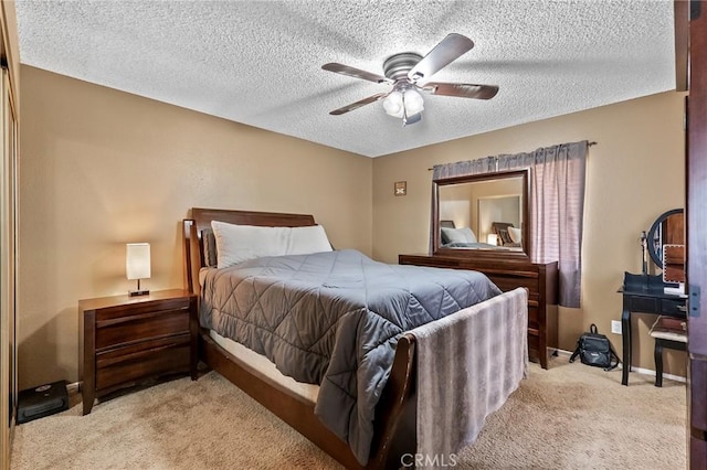8600 San Vicente Dr, Yucca Valley, CA 92284 - bedroom featuring carpet flooring, a textured ceiling, and ceiling fan