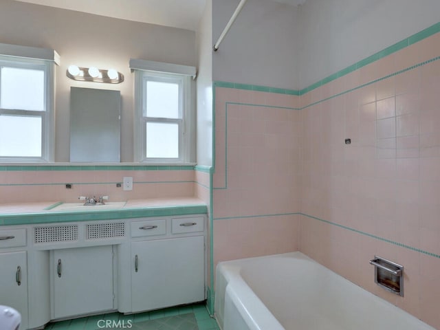 4265 Crescent Ave, Cypress, CA 90630 - bathroom featuring vanity, tile patterned flooring, and shower / bath combination