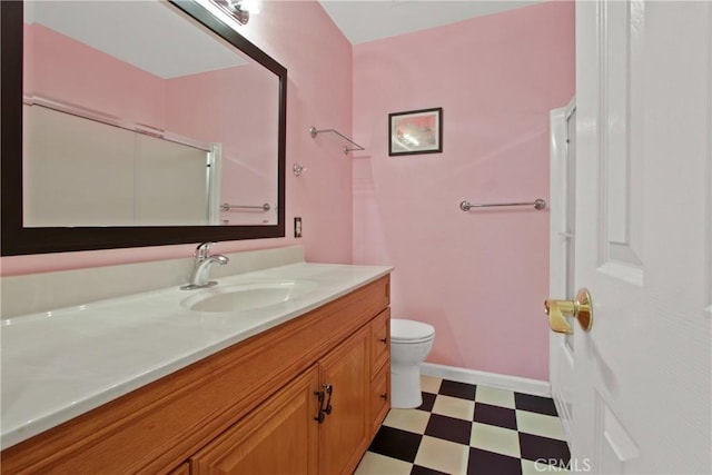 20392 Densmore Ln, Huntington Beach, CA 92646 - bathroom featuring tile patterned floors, vanity, and an enclosed shower