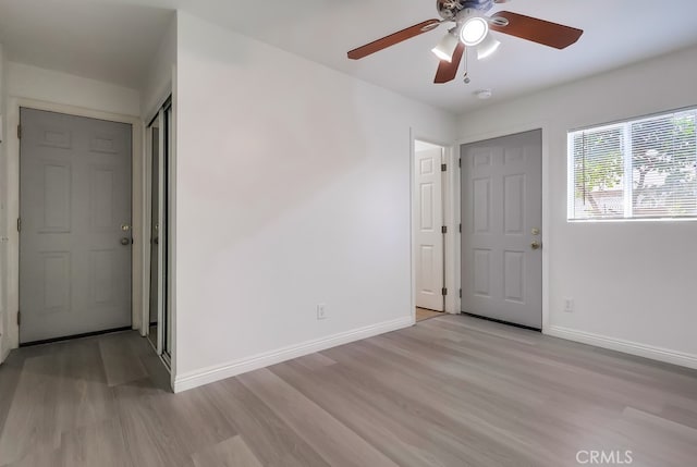 18417 Santar St, Rowland Heights, CA 91748 - unfurnished bedroom with light wood-style flooring, baseboards, and ceiling fan