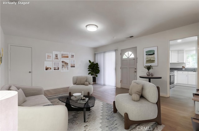 18417 Santar St, Rowland Heights, CA 91748 - living room featuring light wood finished floors and baseboards