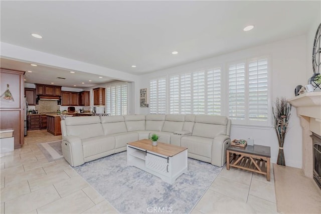 1330 W Marigold Ave, La Habra, CA 90631 - living area featuring recessed lighting and a high end fireplace