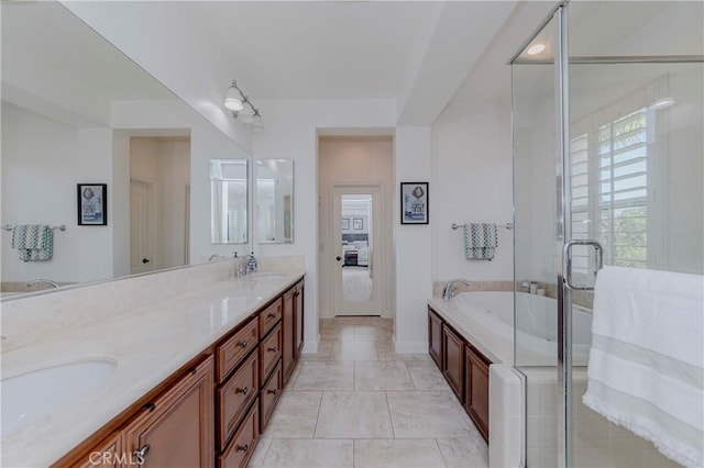 1330 W Marigold Ave, La Habra, CA 90631 - full bath featuring a bath, double vanity, and a stall shower