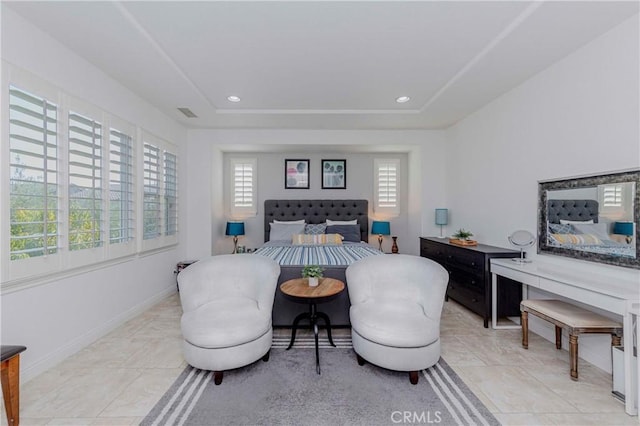 1330 W Marigold Ave, La Habra, CA 90631 - bedroom featuring a raised ceiling, baseboards, and recessed lighting