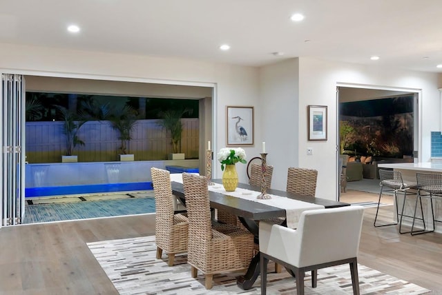 939 Moonstone Ct, Encinitas, CA 92024 - dining space featuring light wood-style flooring and recessed lighting