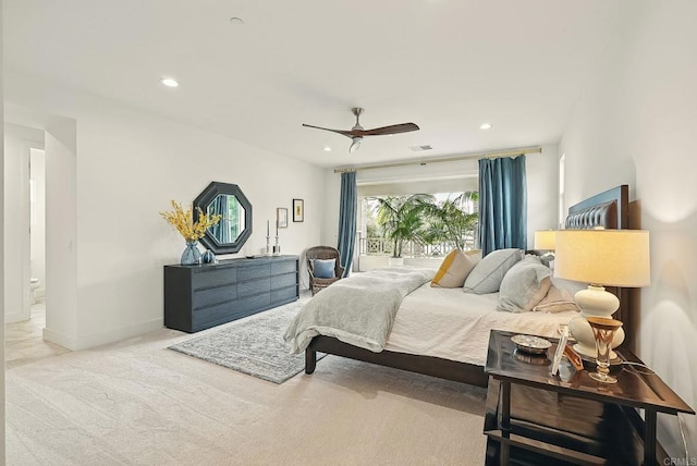 939 Moonstone Ct, Encinitas, CA 92024 - bedroom featuring carpet flooring, recessed lighting, baseboards, and a ceiling fan