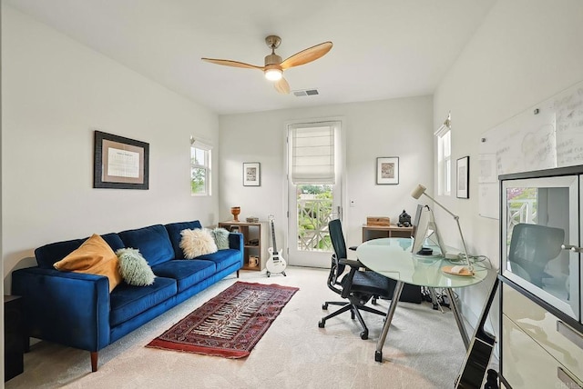 939 Moonstone Ct, Encinitas, CA 92024 - carpeted office featuring plenty of natural light and ceiling fan