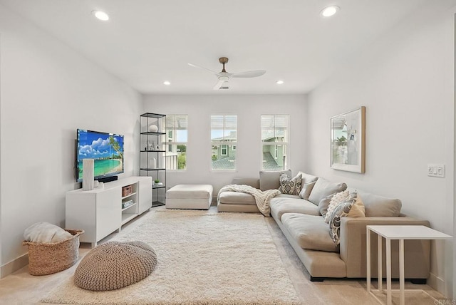 939 Moonstone Ct, Encinitas, CA 92024 - living area featuring ceiling fan, recessed lighting, and baseboards