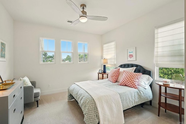 939 Moonstone Ct, Encinitas, CA 92024 - bedroom featuring light colored carpet, baseboards, and ceiling fan
