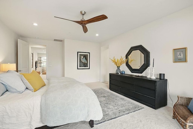 939 Moonstone Ct, Encinitas, CA 92024 - bedroom with carpet, recessed lighting, and a ceiling fan