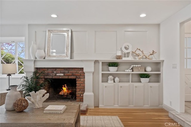 4947 Blackhorse Rd, Rancho Palos Verdes, CA 90275 - living area featuring a fireplace, light wood-style floors, and recessed lighting