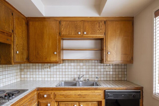 1000 Cordova St Unit 103, Pasadena, CA 91106 - kitchen featuring dishwasher, a sink, stainless steel electric stovetop, open shelves, and tasteful backsplash