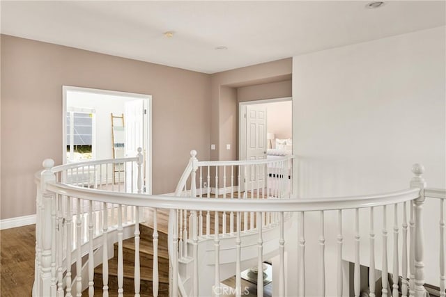2437 N Eaton Ct, Orange, CA 92867 - hallway with an upstairs landing and wood finished floors