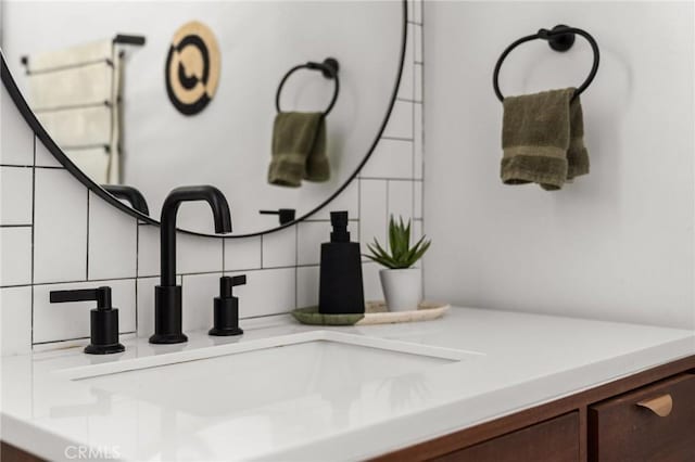 17949 Archwood St, Reseda, CA 91335 - bathroom featuring decorative backsplash and vanity