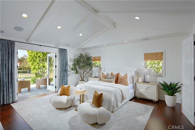 2 Royal Saint George Rd, Newport Beach, CA 92660 - bedroom with access to exterior, dark wood-type flooring, and recessed lighting