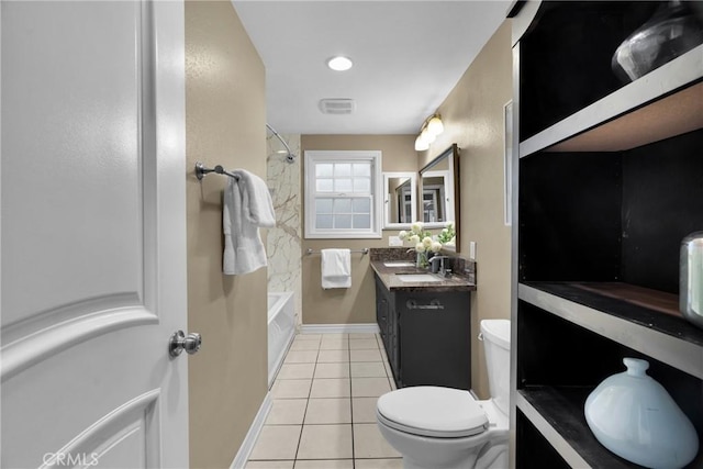 825 E Palm Ave, Monrovia, CA 91016 - bathroom featuring vanity, toilet,  shower combination, and tile patterned floors