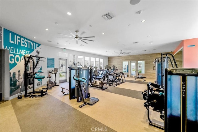 11047 Wander Dr, Rancho Cucamonga, CA 91730 - exercise room featuring recessed lighting and a ceiling fan