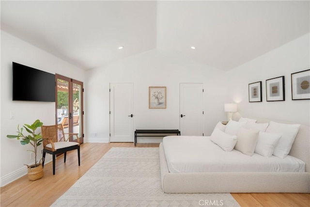 1247 Journeys End Dr, La Canada Flintridge, CA 91011 - bedroom featuring vaulted ceiling and light wood-style floors