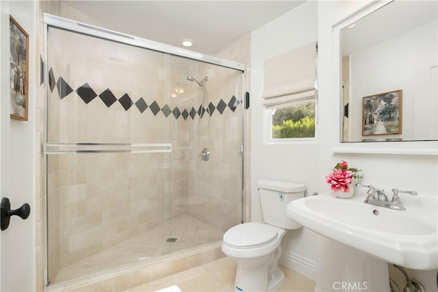 1247 Journeys End Dr, La Canada Flintridge, CA 91011 - bathroom with a stall shower and tile patterned flooring