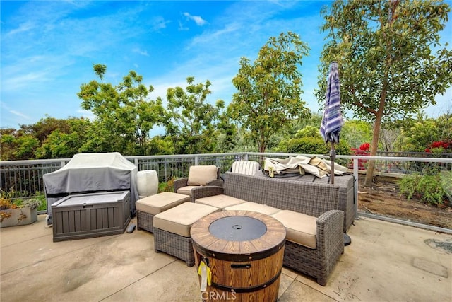 2393 Ocean St, Carlsbad, CA 92008 - view of patio with an outdoor living space and view of wooded area