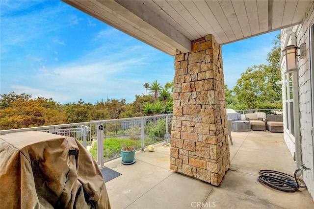 2393 Ocean St, Carlsbad, CA 92008 - view of patio featuring a balcony, an outdoor hangout area, and area for grilling