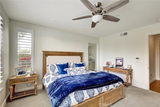 2393 Ocean St, Carlsbad, CA 92008 - bedroom featuring baseboards, carpet, and a ceiling fan