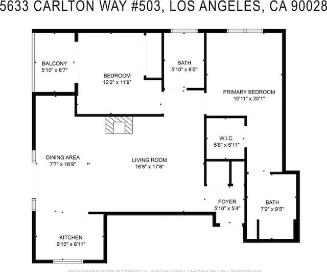 5633 Carlton Way Unit 503, Hollywood, CA 90028 - view of room layout