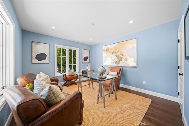 325 W Bellevue Dr, Pasadena, CA 91105 - office area featuring wood finished floors and recessed lighting