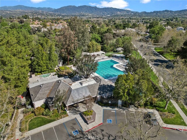 26320 Ivrea Pl, Valencia, CA 91355 - drone / aerial view of a mountainous background and a pool