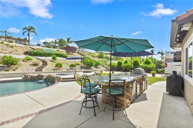 14160 Vai Brothers Dr, Rancho Cucamonga, CA 91739 - view of patio with an in-ground hot tub and an outdoor pool
