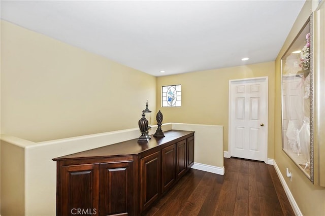 14160 Vai Brothers Dr, Rancho Cucamonga, CA 91739 - hall featuring dark wood-style flooring, baseboards, and recessed lighting