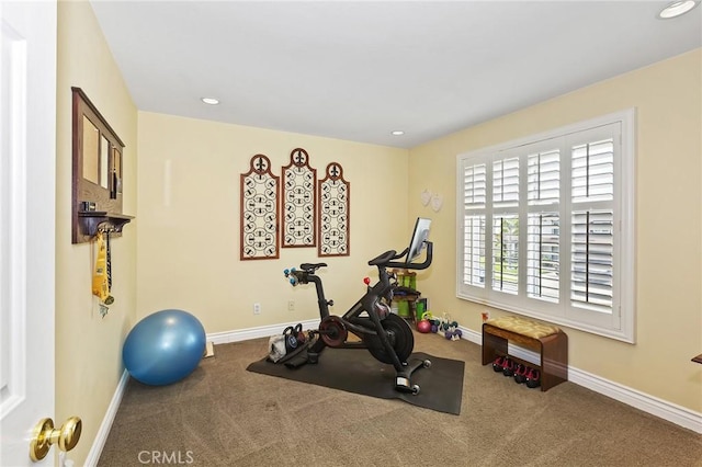 14160 Vai Brothers Dr, Rancho Cucamonga, CA 91739 - exercise area with baseboards, carpet floors, and recessed lighting