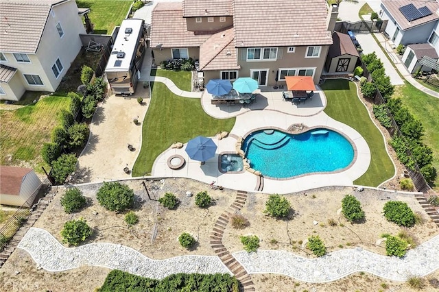 14160 Vai Brothers Dr, Rancho Cucamonga, CA 91739 - aerial view of residential area with a pool area