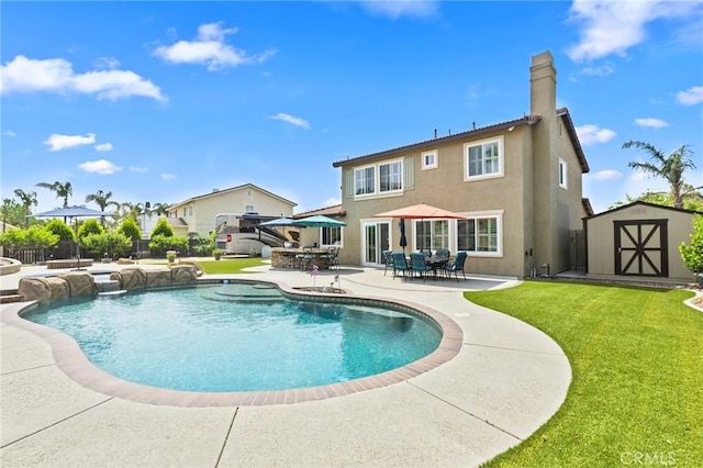 14160 Vai Brothers Dr, Rancho Cucamonga, CA 91739 - view of swimming pool with a patio and outdoor dining space