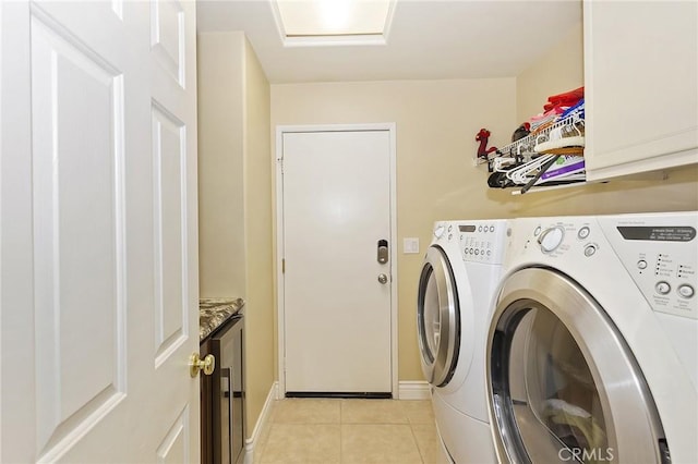 14160 Vai Brothers Dr, Rancho Cucamonga, CA 91739 - washroom featuring independent washer and dryer, cabinet space, light tile patterned flooring, wine cooler, and baseboards
