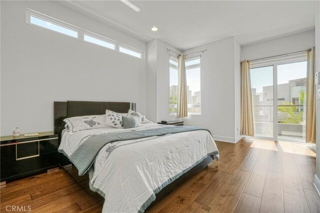 5823 Seahorse Ct, Playa Vista, CA 90094 - bedroom featuring multiple windows, wood finished floors, access to outside, and recessed lighting