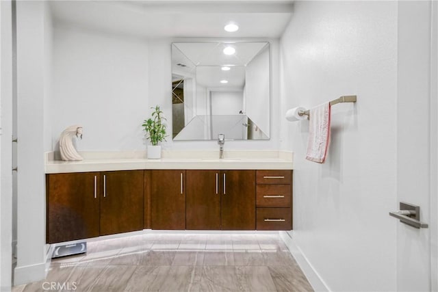 5823 Seahorse Ct, Playa Vista, CA 90094 - full bath featuring vanity, recessed lighting, and marble finish floors
