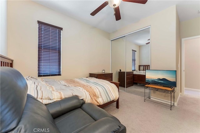 12178 Scenic Vw, Riverside, CA 92505 - bedroom with carpet, a closet, ceiling fan, and baseboards