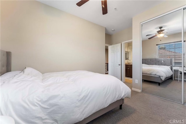 12178 Scenic Vw, Riverside, CA 92505 - bedroom with carpet flooring, a ceiling fan, and a closet