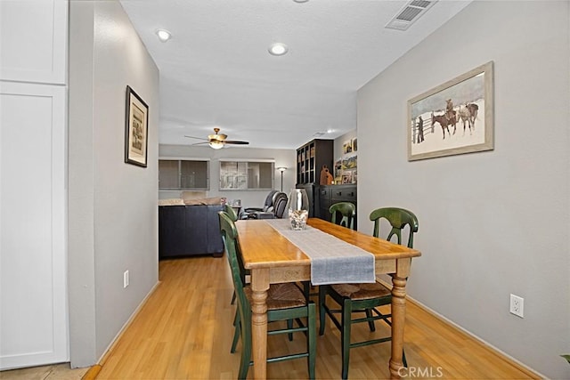 1040 Central Ave Unit 10, Riverside, CA 92507 - dining area with light wood-style floors, baseboards, a ceiling fan, and recessed lighting
