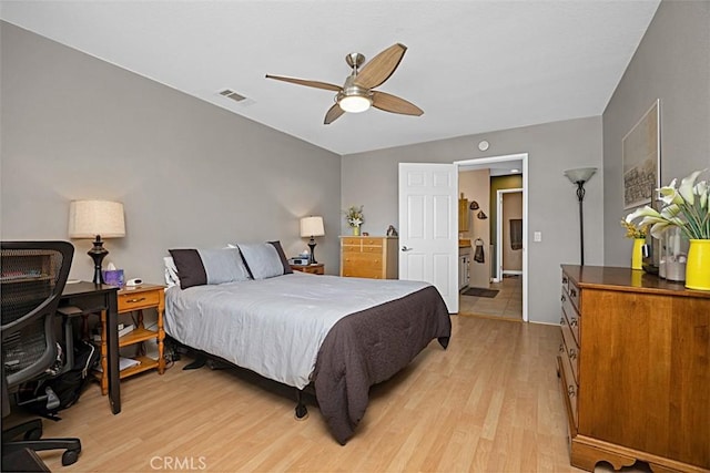 1040 Central Ave Unit 10, Riverside, CA 92507 - bedroom featuring light wood-type flooring, a ceiling fan, and a desk