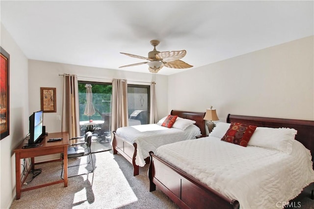 40425 Pebble Beach Cir, Palm Desert, CA 92211 - carpeted bedroom featuring access to exterior and ceiling fan