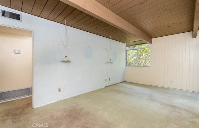 1560 Sheridan, Glendale, CA 91206 - carpeted spare room with wood ceiling with exposed beams