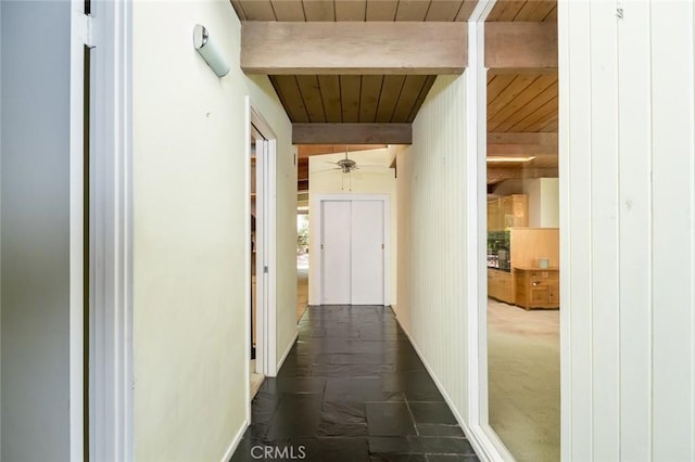 1560 Sheridan, Glendale, CA 91206 - hall with wood ceiling with exposed beams