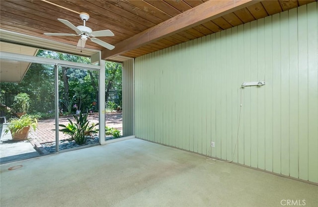 1560 Sheridan, Glendale, CA 91206 - carpeted spare room with wood ceiling and ceiling fan