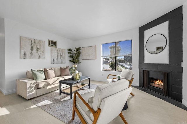 3468 Los Mochis Way, Oceanside, CA 92056 - living area with a large fireplace and baseboards