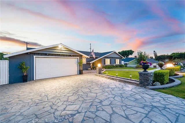 210 View Dr, La Habra, CA 90631 - single story home with decorative driveway, an attached garage, and board and batten siding